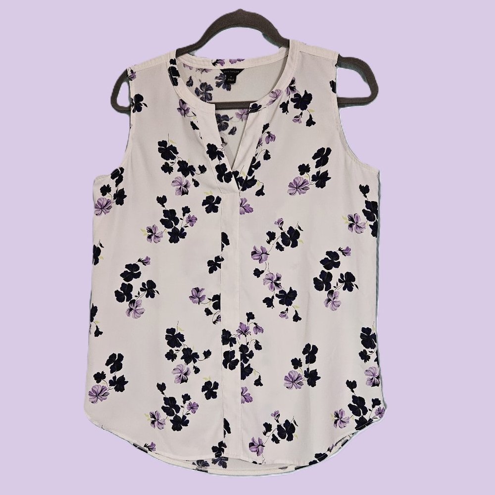 Ann Taylor Sleeveless Split Neck Popover Size M